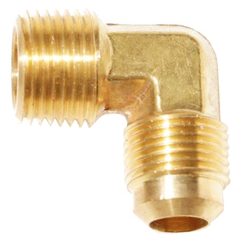 Male SAE Gas Flare x 90° Male NPT Brass Adapter (Ell)