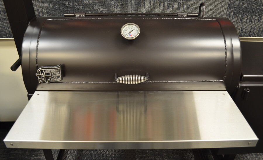 Stainless-Steel-Shelf-Cover-Installed-On-A-Smoker-Pit